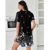 image:imageEkouaer Nightgowns for Women Pleated Nightshirts Short Sleeve Sleepshirts Crew Neck Sleepwear Soft Night Gown SleepdressBlack Colorful Butterfly