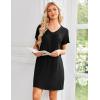 image:imageEkouaer Nightgowns for Women Short Sleeve House Dress with Pockets Pleated Soft Moomoo V Neck SleepwearBlack