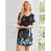 image:imageEkouaer Nightgowns for Women Short Sleeve House Dress with Pockets Pleated Soft Moomoo V Neck SleepwearBlack Butterfly Foral