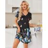 image:imageEkouaer Nightgowns for Women Short Sleeve House Dress with Pockets Pleated Soft Moomoo V Neck SleepwearBlack Butterfly Foral