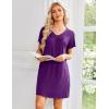 image:imageEkouaer Nightgowns for Women Short Sleeve House Dress with Pockets Pleated Soft Moomoo V Neck SleepwearDark Purple