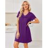 image:imageEkouaer Nightgowns for Women Short Sleeve House Dress with Pockets Pleated Soft Moomoo V Neck SleepwearDark Purple