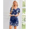 image:imageEkouaer Nightgowns for Women Short Sleeve House Dress with Pockets Pleated Soft Moomoo V Neck SleepwearEvening Blue Vines