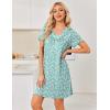 image:imageEkouaer Nightgowns for Women Short Sleeve House Dress with Pockets Pleated Soft Moomoo V Neck SleepwearGreen Floral