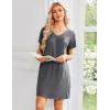 image:imageEkouaer Nightgowns for Women Short Sleeve House Dress with Pockets Pleated Soft Moomoo V Neck SleepwearMid Grey