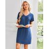 image:imageEkouaer Nightgowns for Women Short Sleeve House Dress with Pockets Pleated Soft Moomoo V Neck SleepwearNavy
