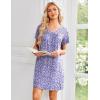 image:imageEkouaer Nightgowns for Women Short Sleeve House Dress with Pockets Pleated Soft Moomoo V Neck SleepwearPurple Floral