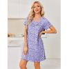image:imageEkouaer Nightgowns for Women Short Sleeve House Dress with Pockets Pleated Soft Moomoo V Neck SleepwearPurple Floral