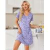 image:imageEkouaer Nightgowns for Women Short Sleeve House Dress with Pockets Pleated Soft Moomoo V Neck SleepwearPurple Floral