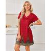 image:imageEkouaer Nightgowns for Women Short Sleeve House Dress with Pockets Pleated Soft Moomoo V Neck SleepwearRed Floral