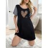 image:imageEkouaer Nightgowns for Women Soft Sleep Shirts with Pockets Short Sleeves Printed Crewneck NightshirtBlack Leopard