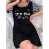 image:imageEkouaer Nightgowns for Women Soft Sleep Shirts with Pockets Short Sleeves Printed Crewneck NightshirtBlack Mew