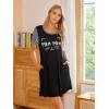 image:imageEkouaer Nightgowns for Women Soft Sleep Shirts with Pockets Short Sleeves Printed Crewneck NightshirtBlack Mew