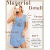 image:imageEkouaer Nightgowns for Women Soft Sleep Shirts with Pockets Short Sleeves Printed Crewneck NightshirtBlue Moon Elephant