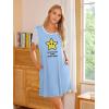 image:imageEkouaer Nightgowns for Women Soft Sleep Shirts with Pockets Short Sleeves Printed Crewneck NightshirtBlue Star