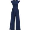 image:imageEkouaer Jumpsuits for Women Dressy Casual Ruffle Cap Sleeve Romper Summer Rib Knit One Piece OutfitsNavy