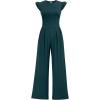 image:imageEkouaer Jumpsuits for Women Dressy Casual Ruffle Cap Sleeve Romper Summer Rib Knit One Piece OutfitsPeacock Blue