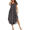 image:imageEkouaer Long Nightgowns for Women Short Sleeve House Dress with Pockets V Neck Sleepshirts Side Split Sleepwear S4XLBlack Floral