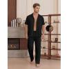 image:imageEKouear Mens Pajamas Set Short Sleeve pjs sets Classic Button Down Sleepwear Long Pants Lounge Set with PocketBlack