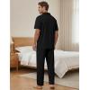 image:imageEKouear Mens Pajamas Set Short Sleeve pjs sets Classic Button Down Sleepwear Long Pants Lounge Set with PocketBlack