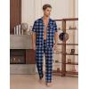 image:imageEKouear Mens Pajamas Set Short Sleeve pjs sets Classic Button Down Sleepwear Long Pants Lounge Set with PocketBlue Plaid