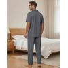 image:imageEKouear Mens Pajamas Set Short Sleeve pjs sets Classic Button Down Sleepwear Long Pants Lounge Set with PocketDeep Gray