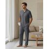 image:imageEKouear Mens Pajamas Set Short Sleeve pjs sets Classic Button Down Sleepwear Long Pants Lounge Set with PocketDeep Gray