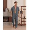 image:imageEKouear Mens Pajamas Set Short Sleeve pjs sets Classic Button Down Sleepwear Long Pants Lounge Set with PocketDeep Gray