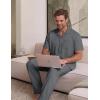 image:imageEKouear Mens Pajamas Set Short Sleeve pjs sets Classic Button Down Sleepwear Long Pants Lounge Set with PocketDeep Gray