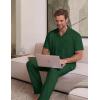image:imageEKouear Mens Pajamas Set Short Sleeve pjs sets Classic Button Down Sleepwear Long Pants Lounge Set with PocketGreen