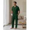 image:imageEKouear Mens Pajamas Set Short Sleeve pjs sets Classic Button Down Sleepwear Long Pants Lounge Set with PocketGreen