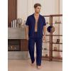 image:imageEKouear Mens Pajamas Set Short Sleeve pjs sets Classic Button Down Sleepwear Long Pants Lounge Set with PocketNavy Blue