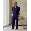 image:imageEKouear Mens Pajamas Set Short Sleeve pjs sets Classic Button Down Sleepwear Long Pants Lounge Set with PocketNavy Blue