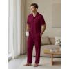 image:imageEKouear Mens Pajamas Set Short Sleeve pjs sets Classic Button Down Sleepwear Long Pants Lounge Set with PocketWine Red