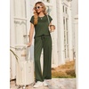 image:imageEkouaer Two Piece Sets for Women Summer Soft Casual Cap Sleeve Lounge Sets Travel Vacation Airport OutfitsArmy Green