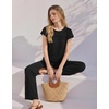 image:imageEkouaer Two Piece Sets for Women Summer Soft Casual Cap Sleeve Lounge Sets Travel Vacation Airport OutfitsBlack