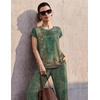 image:imageEkouaer Two Piece Sets for Women Summer Soft Casual Cap Sleeve Lounge Sets Travel Vacation Airport OutfitsFloral Green