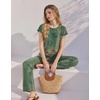 image:imageEkouaer Two Piece Sets for Women Summer Soft Casual Cap Sleeve Lounge Sets Travel Vacation Airport OutfitsFloral Green