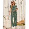 image:imageEkouaer Two Piece Sets for Women Summer Soft Casual Cap Sleeve Lounge Sets Travel Vacation Airport OutfitsFloral Green