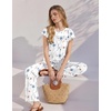 image:imageEkouaer Two Piece Sets for Women Summer Soft Casual Cap Sleeve Lounge Sets Travel Vacation Airport OutfitsFloral White