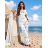 image:imageEkouaer Two Piece Sets for Women Summer Soft Casual Cap Sleeve Lounge Sets Travel Vacation Airport OutfitsFloral White