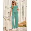 image:imageEkouaer Two Piece Sets for Women Summer Soft Casual Cap Sleeve Lounge Sets Travel Vacation Airport OutfitsGreen Gray