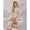 image:imageEkouaer Two Piece Sets for Women Summer Soft Casual Cap Sleeve Lounge Sets Travel Vacation Airport OutfitsTropical Print