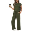 image:imageEkouaer Two Piece Sets for Women Summer Soft Casual Cap Sleeve Lounge Sets Travel Vacation Airport OutfitsArmy Green