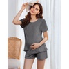 image:imageEkouaer 3 PCS Maternity Nursing Pajamas Set Postpartum Breastfeeding Short Sleeve Shirts Pregnancy Shorts amp Pants Pjs SXXL