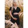 image:imageEkouaer Cotton Labor and Delivery Gown for Hospital 3 in 1 Nursing Nightgown for Breastfeeding Short Sleeve Maternity DressBlack