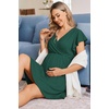 image:imageEkouaer Cotton Labor and Delivery Gown for Hospital 3 in 1 Nursing Nightgown for Breastfeeding Short Sleeve Maternity DressEvergreen