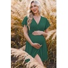 image:imageEkouaer Cotton Labor and Delivery Gown for Hospital 3 in 1 Nursing Nightgown for Breastfeeding Short Sleeve Maternity DressEvergreen