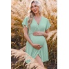 image:imageEkouaer Cotton Labor and Delivery Gown for Hospital 3 in 1 Nursing Nightgown for Breastfeeding Short Sleeve Maternity DressLight Green