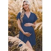 image:imageEkouaer Cotton Labor and Delivery Gown for Hospital 3 in 1 Nursing Nightgown for Breastfeeding Short Sleeve Maternity DressNavy
